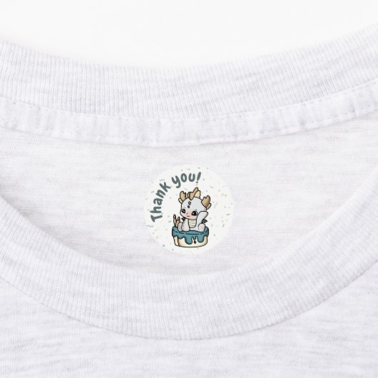 Pastel Gray Blue Baby Dragon Danke Stickers Etiketten (Befestigt)