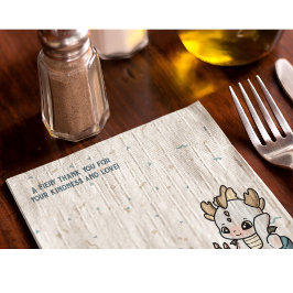 Pastel Gray Blue Cake Baby Dragon Serviette