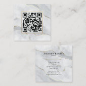 Pastel Gray Gold Lines QR Code Minimalistisch Chic Quadratische Visitenkarte (Vorne/Hinten)