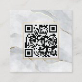 Pastel Gray Gold Lines QR Code Minimalistisch Chic Quadratische Visitenkarte (Vorderseite)
