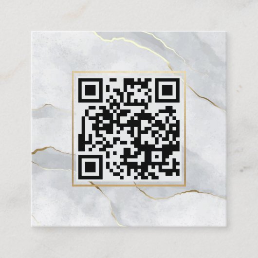 Pastel Gray Gold Lines QR Code Minimalistisch Chic Quadratische Visitenkarte (Vorderseite)