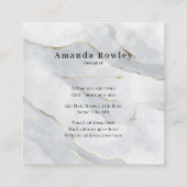 Pastel Gray Gold Lines QR Code Minimalistisch Chic Quadratische Visitenkarte (Rückseite)