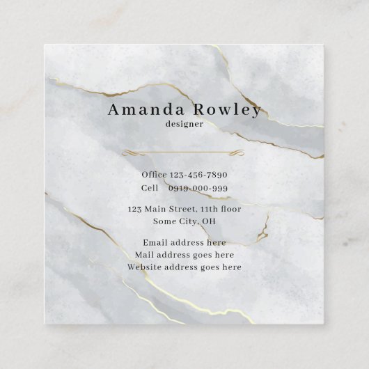 Pastel Gray Gold Lines QR Code Minimalistisch Chic Quadratische Visitenkarte (Rückseite)