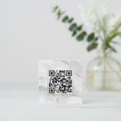 Pastel Gray Gold Lines QR Code Minimalistisch Chic Quadratische Visitenkarte (Stehend Vorderseite)