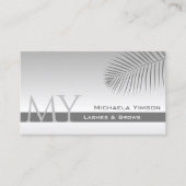 Pastel Gray Gradient Palm Leaf Monogramm einfach Visitenkarte (Vorderseite)
