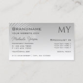 Pastel Gray Gradient und Palmblättriger mit Monogr Visitenkarte (Rückseite)