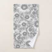 Pastel Gray Gray Floral Pattern Badhandtuch Set (Handtuch)
