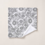 Pastel Gray Gray Floral Pattern Badhandtuch Set (Waschlappen)