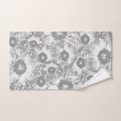 Pastel Gray Gray Floral Pattern Badhandtuch Set (Handtuch)