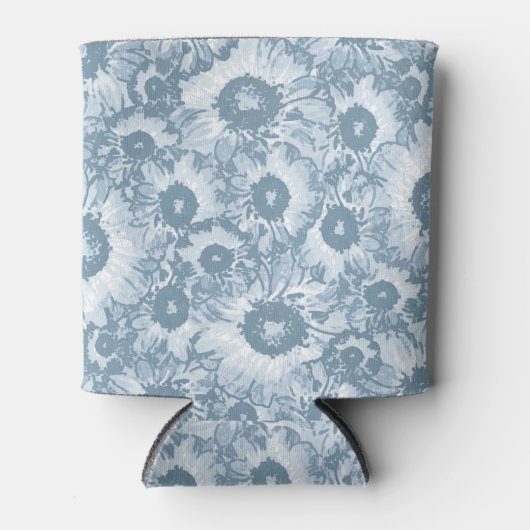 Pastel Gray Navy Floral Pattern Dosenkühler (Vorderseite)