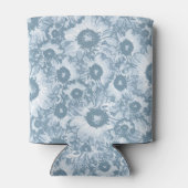 Pastel Gray Navy Floral Pattern Dosenkühler (Rückseite)