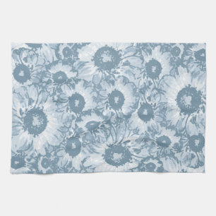 Pastel Gray Navy Floral Pattern Geschirrtuch