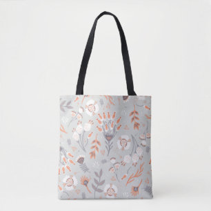 Pastel Gray Orange Floral: Vintag Elegante Tasche