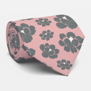 Pastel Gray Pink Floral Neck Tie Krawatte