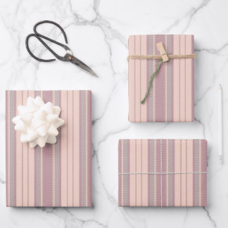 Pastel Gray Red Chevron Stripes Geschenkpapier Set