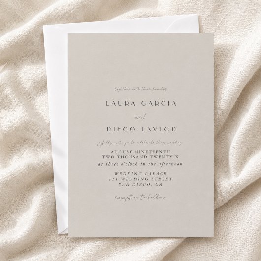 Pastel Gray Script Wedding Einladung