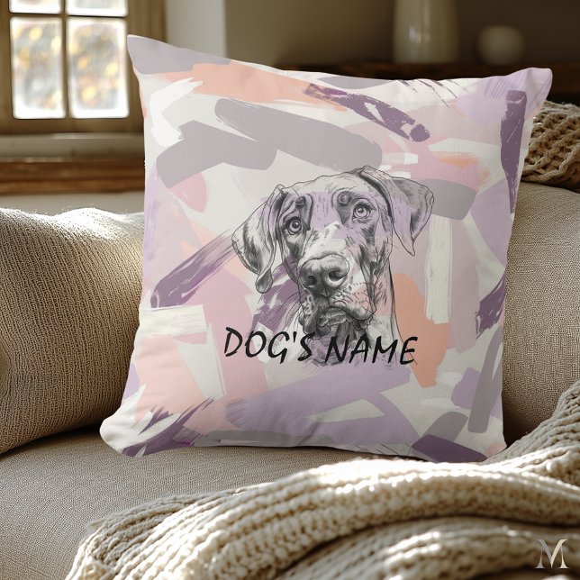 Pastel Great Dane Portrait – Modern Abstract Art Kissen (Von Creator hochgeladen)