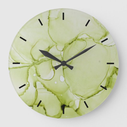 Pastel Green Abstract Large Clock Without Numbers Große Wanduhr (Vorderseite)