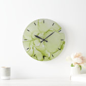 Pastel Green Abstract Large Clock Without Numbers Große Wanduhr (Zuhause)