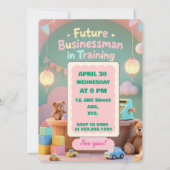 Pastel green Baby Boy Birthday Einladung für Kinde (Rückseite)