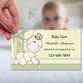 Pastel Green Baby Care Baby Sitter Business Card Visitenkarte