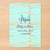 Pastel green baby in bloom monogram baby shower te acryleinladungen (Vorderseite)