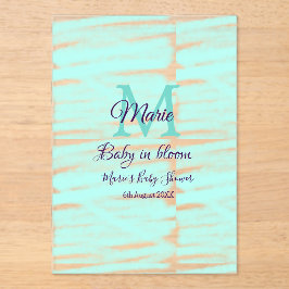 Pastel green baby in bloom monogram baby shower te acryleinladungen