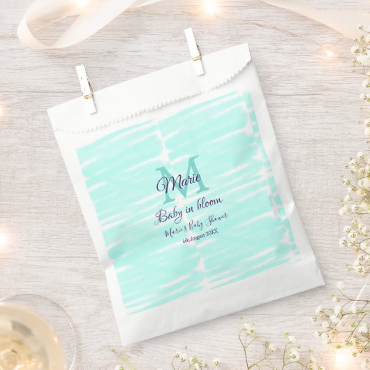 Pastel green baby in bloom monogram baby shower te geschenktütchen (Ausgeschnitten)