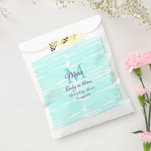 Pastel green baby in bloom monogram baby shower te geschenktütchen (Versiegelt)