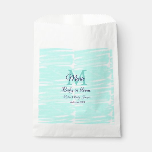 Pastel green baby in bloom monogram baby shower te geschenktütchen (Vorderseite)