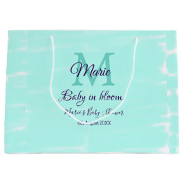 Pastel green baby in bloom monogram baby shower te große geschenktüte