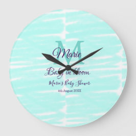Pastel green baby in bloom monogram baby shower te große wanduhr