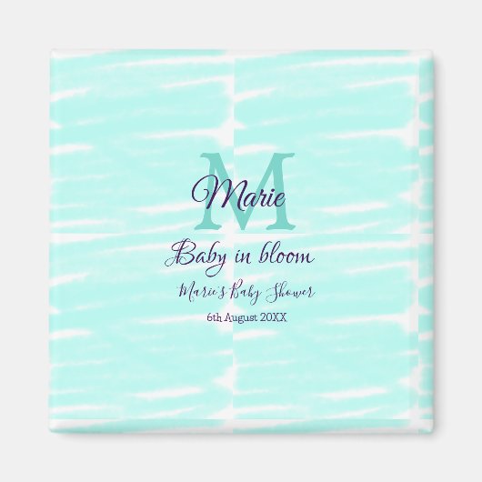 Pastel green baby in bloom monogram baby shower te magnet (Vorne)