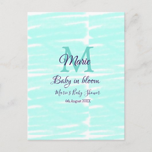 Pastel green baby in bloom monogram baby shower te postkarte (Vorderseite)