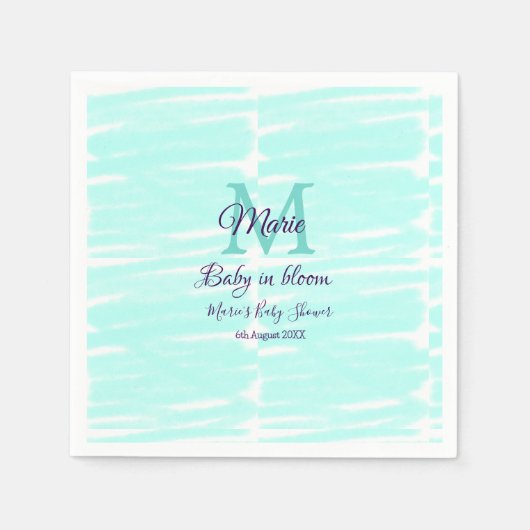 Pastel green baby in bloom monogram baby shower te serviette (Vorderseite)