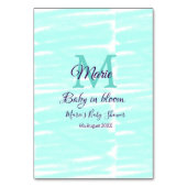 Pastel green baby in bloom monogram baby shower te tischnummer (Rückseite)