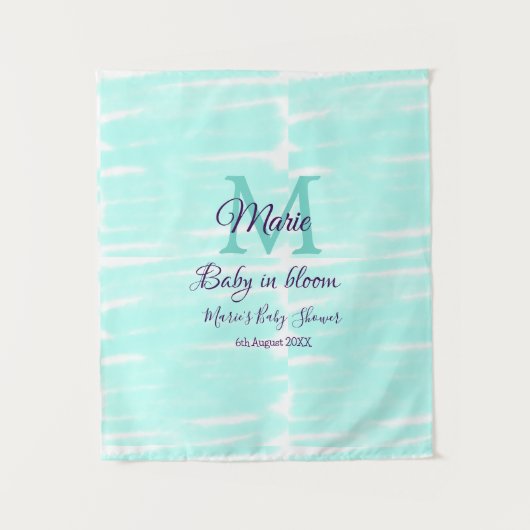 Pastel green baby in bloom monogram baby shower te wandteppich (Vorderseite)