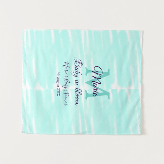 Pastel green baby in bloom monogram baby shower te wandteppich (Vorderseite (Horizontal))