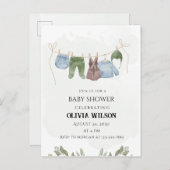 Pastel Green Beige Babydusche Postkarte (Vorne/Hinten)