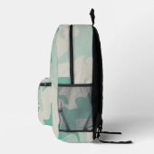 Pastel Green Beige Swirl Pattern Name Bedruckter Rucksack (Rechts)