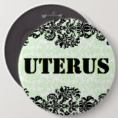 Pastel Green & Black Damas GOP Uterus Obsession Button (Vorne & Hinten)
