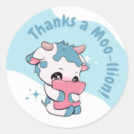 Pastel Green Blue Cow White Cloud Vielen Dank Runder Aufkleber