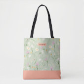 Pastel Green Boho Chic Floral Tasche (Vorderseite)