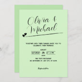 Pastel Green Botanical Wedding Einladung (Vorne/Hinten)