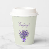 Pastel Green Bow Floral Lavender Brautparty Pappbecher (Vorderseite)