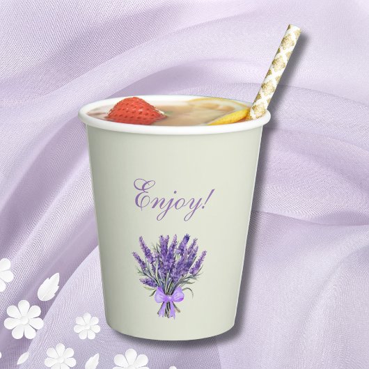 Pastel Green Bow Floral Lavender Brautparty Pappbecher