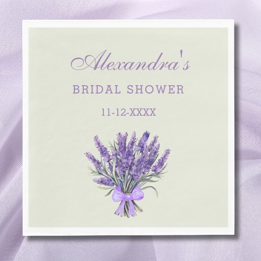 Pastel Green Bow Floral Lavender Brautparty Serviette