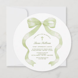 Pastel Green Bow Taufe Einladung