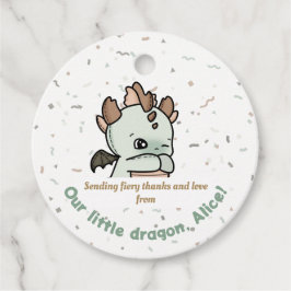 Pastel Green Brown Niedlich Baby Dragon Danke Geschenkanhänger