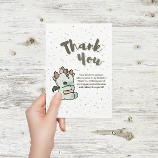Pastel Green Brown Niedlich Baby Dragon Dankeskarte
